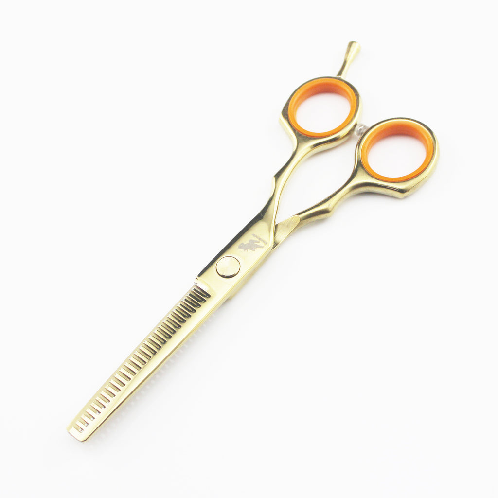 5.5 Inch Golden Symmetrical Handle Hairdressing Scissors Hairdressing Scissors Flat Cut Bangs Cut Teeth Cut Thin