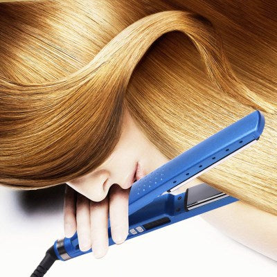 Factory Direct Sales Quarter Blue Splint Blue Splint Medium Plate Nano Titanium Hair Straightener Foreign Trade Straight Hair Splint
