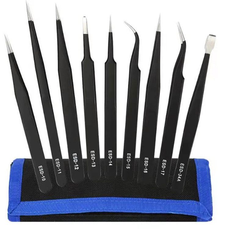 Stainless Steel Tweezers Wholesale Black Pocket Clip Pointed