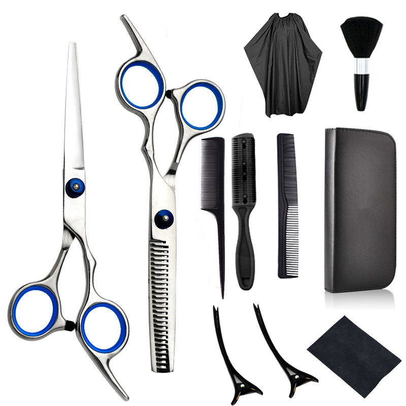 11-piece Set Household Hairdressing Scissors Hairdressing Set Tool Flat Teeth Scissors Thinning Hair Cutting Scissors Hair Cutting Wholesale