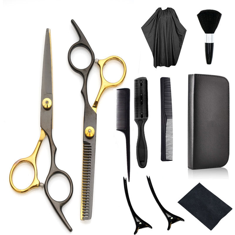11-piece Set Household Hairdressing Scissors Hairdressing Set Tool Flat Teeth Scissors Thinning Hair Cutting Scissors Hair Cutting Wholesale